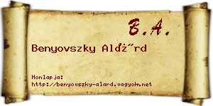 Benyovszky Alárd névjegykártya